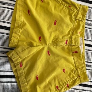Yellow shorts with whale print